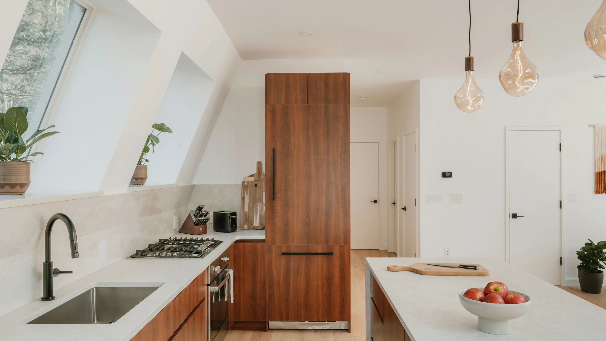 A finished modern kitchen in a new residential unit